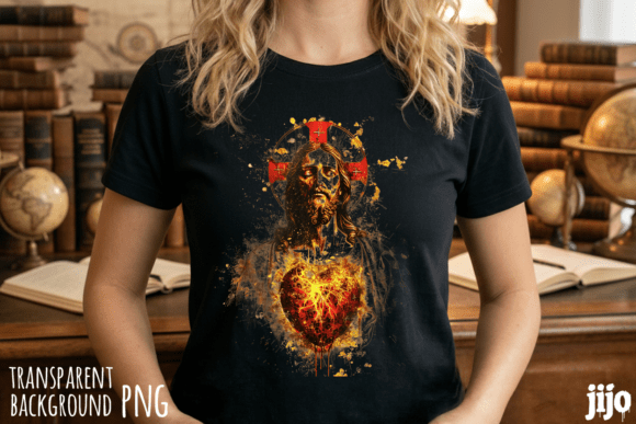 Christian Jesus Sacred Heart PNG for T-Shirt Designs