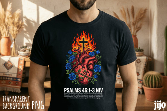 Christian Psalms Heart Cross PNG