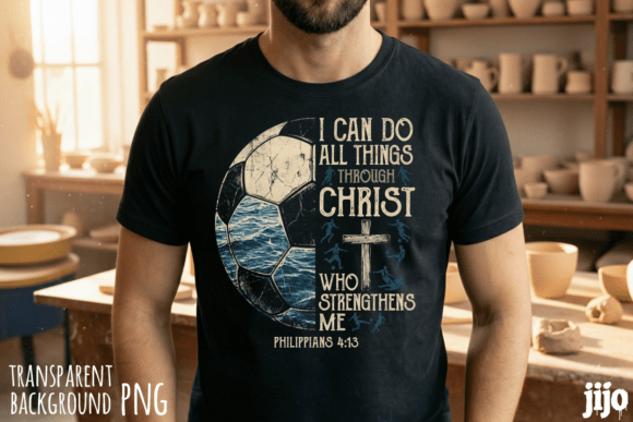 Christian Soccer Christ Cross PNG for T-Shirt Designs