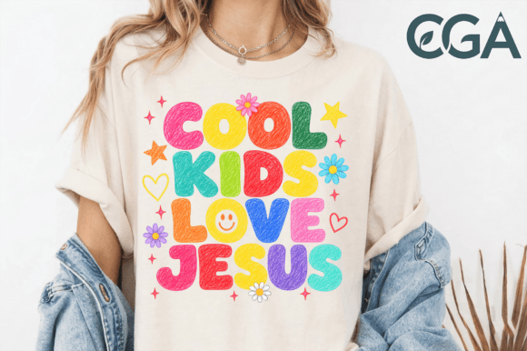 Cool Kids Love Jesus Doodle PNG for T-Shirt Designs