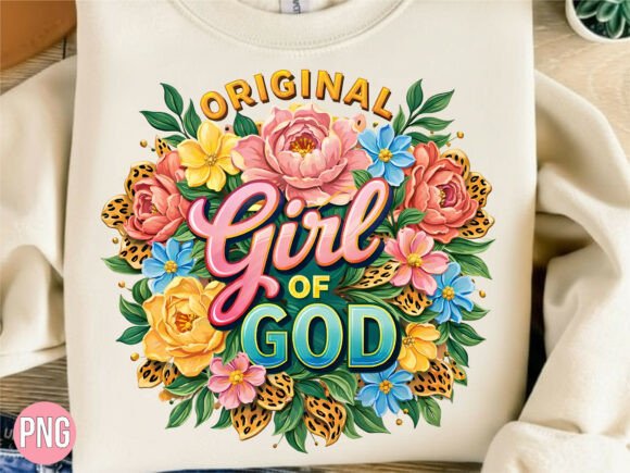 Floral Girl of God Christian Shirt PNG & T-Shirt Designs