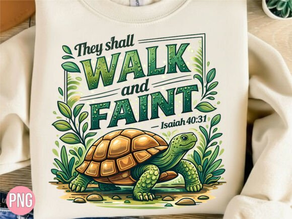 Funny Turtle Christian Walk Faint PNG for T-Shirt Designs