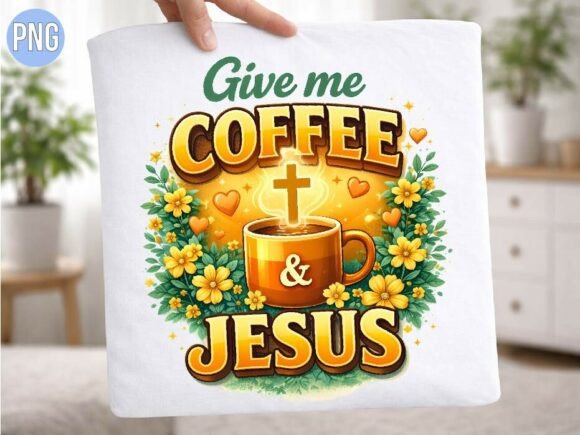 Give Me Coffee and Jesus Christian PNG T-Shirt Designs