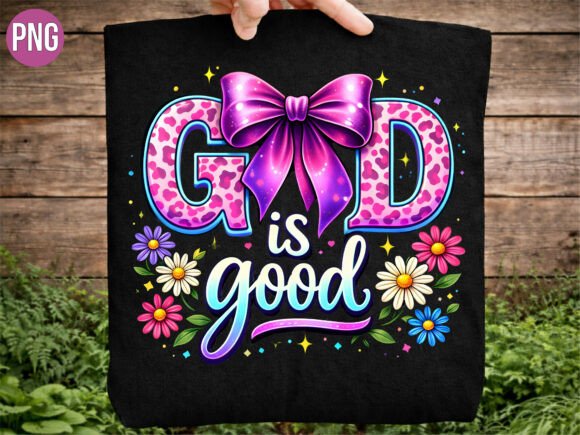 God Good Cheetah Print Bow Christian PNG T-Shirt Designs