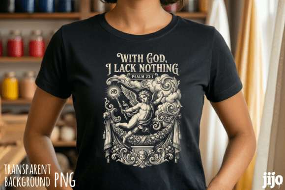 God Psalm Christian Angel PNG for T-Shirt Designs
