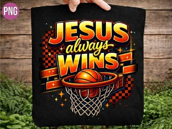 Jesus Always Wins Basketball Hoop PNG — T-Shirt Designs