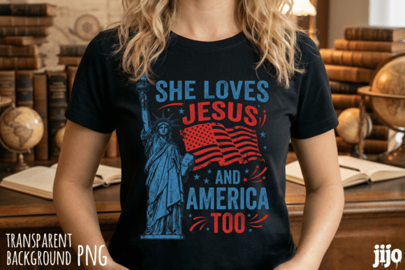 Jesus America Patriotic Statue PNG for T-Shirt Designs