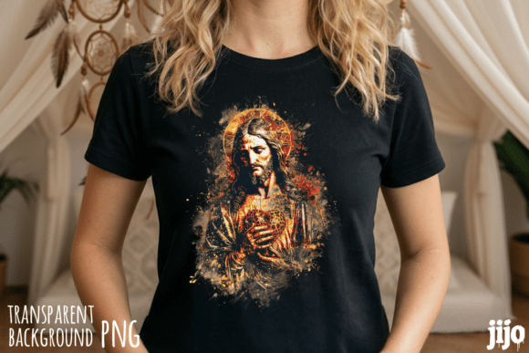 Jesus Christian Sacred Heart PNG for T-Shirt Designs