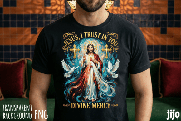 Jesus Divine Christian Cross PNG for T-Shirt Designs