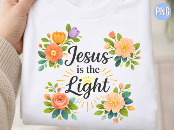 Jesus is the Light Floral Christian PNG for T-Shirt Designs