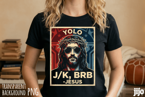 Jesus Yolo Crown Retro PNG T-Shirt Designs