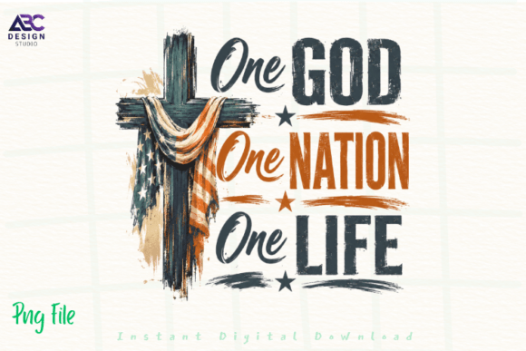 Patriotic Christian Cross PNG for T-Shirt Designs