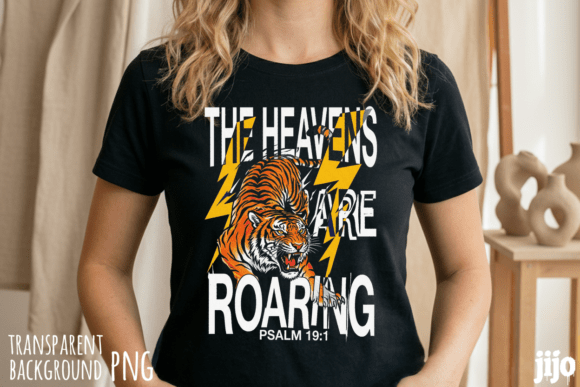 Psalm Roaring Christian Tiger PNG for T-Shirt Designs